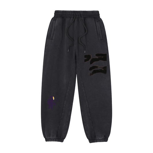 1PRSNT BLACK JOGGERS WITH FACE DESIGN